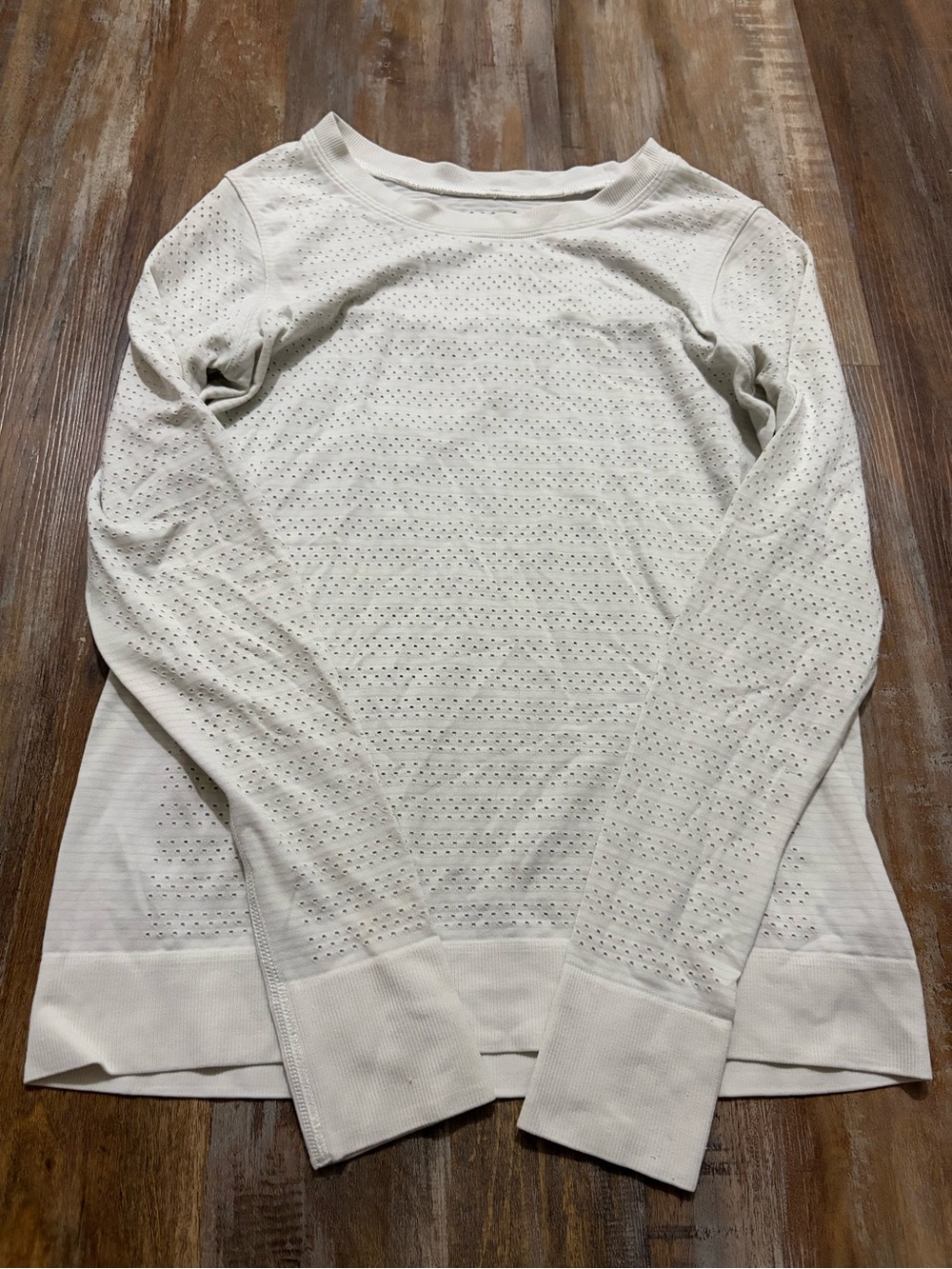 Lululemon Long-Sleeve Perforated Crew Neck Shirt - White
